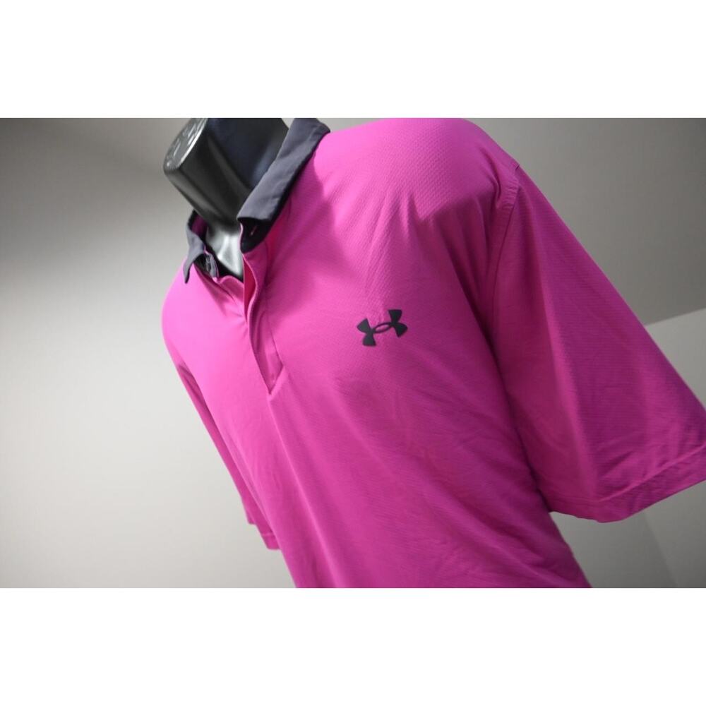 Under Armour Golf Polo Purple HeatGear IsoChill Athletic Shirt Mens Sz 2XL XXL